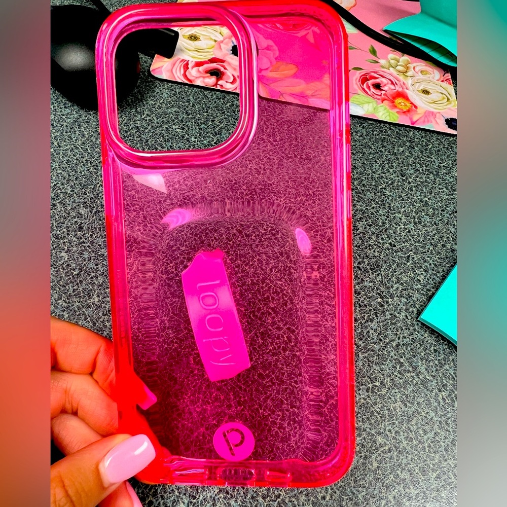 Loopy Neon pink clear iPhone 13 Pro Case